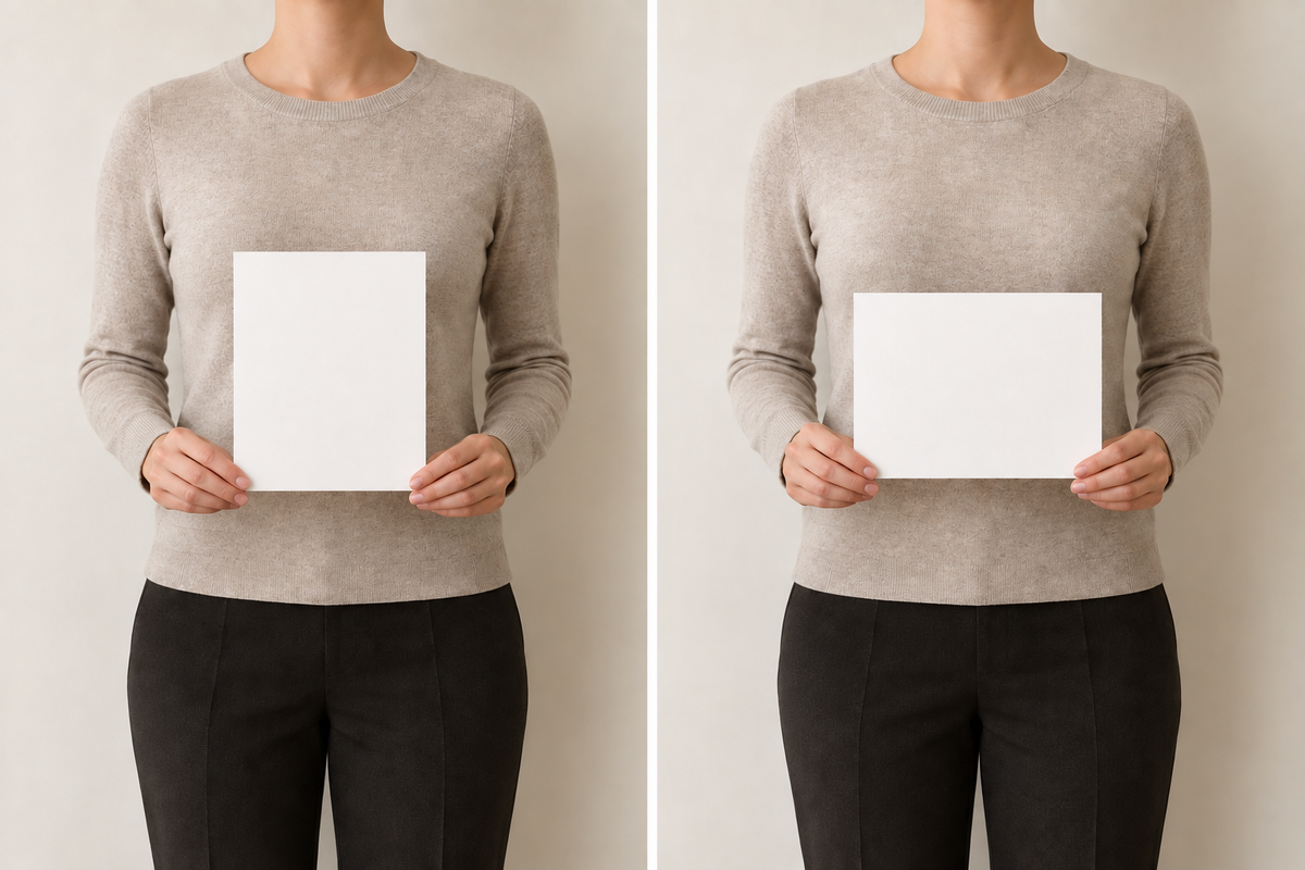Hand-held paper size illustration: 8 by 10 inches, portrait.