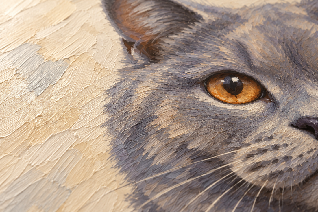 Illustration of shallow raised texture across a cat portrait.